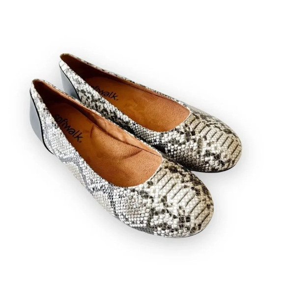 Softwalk Leather Ballet Flat Women’s Size 8.5 Reptile Embossed Flat Classic Look - Picture 1 of 10